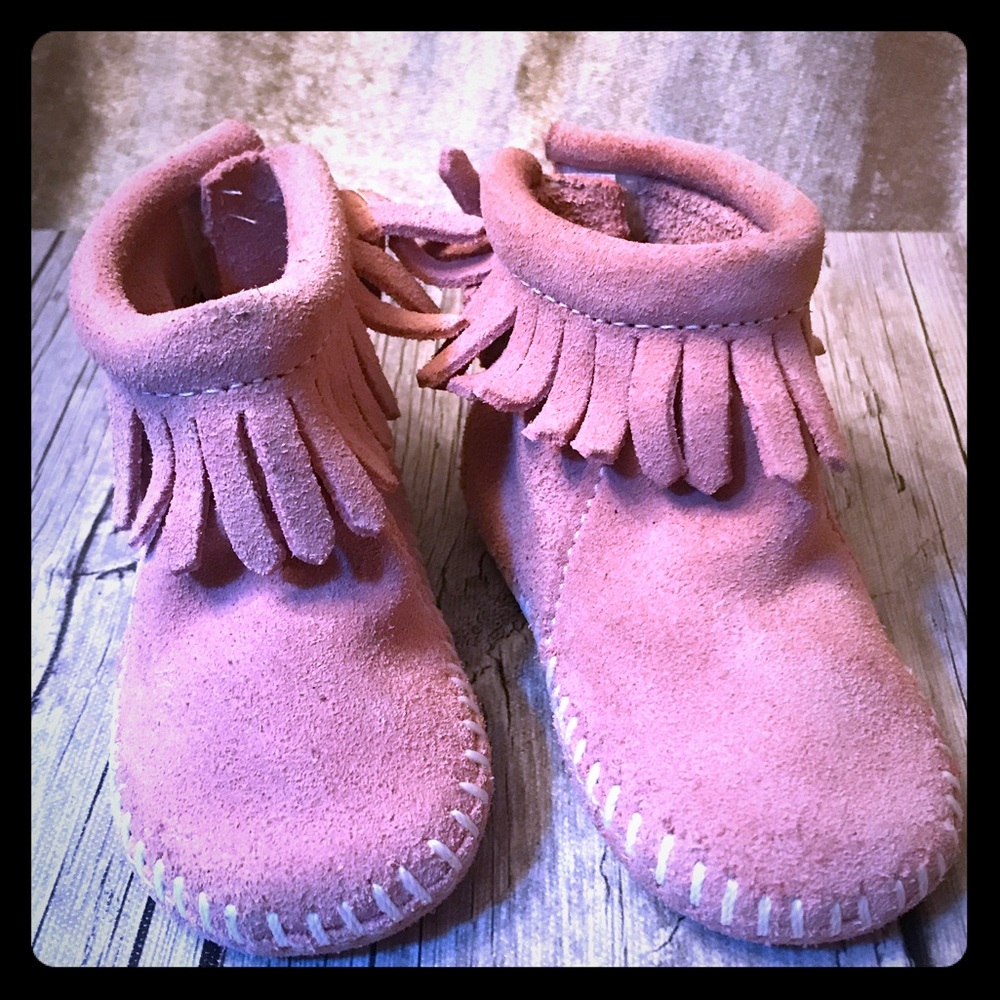 Pale Pink Minnetonka Baby Moccasins